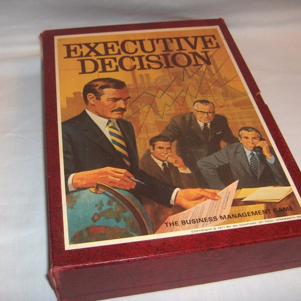 EXECUTIVE DECISION 3M Bookshelf Game 1971 Board Game Collectible Vintage