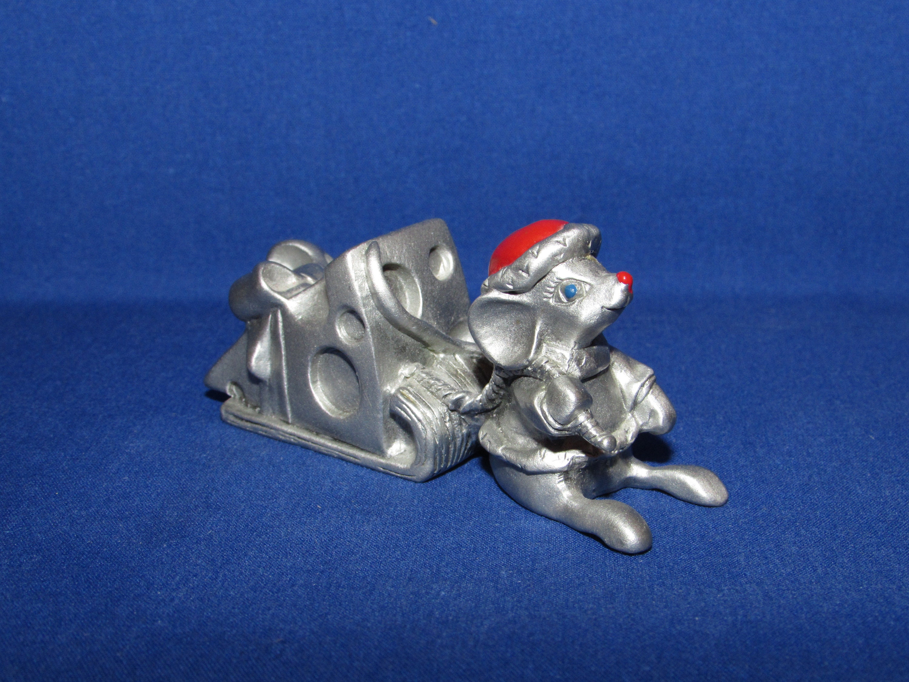 マレーシア　Selengor Pewterクリスマス マウス 人物 ROYAL SELANGOR PEWTER Christmas Mouse with Cheese Sleigh 1990s