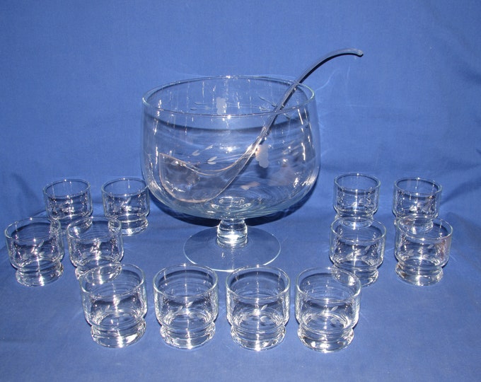 Princess House PUNCH BOWL SET 1990s 14 Pieces Vintage Crystal Etsy