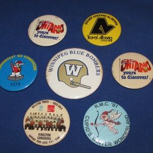 CANADA PIN BACK Buttons Set of 7 Badges Free Shipping
