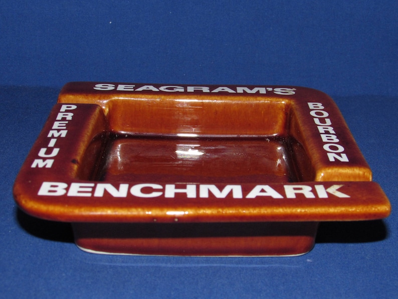 SEAGRAM\u2019S BENCHMARK ASHTRAY Premium Bourbon Vintage Advertising Seagrams