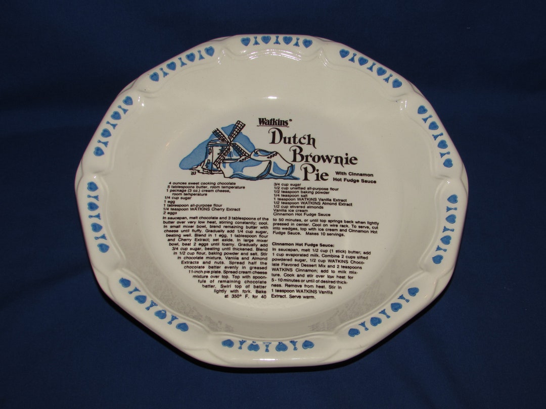 Watkins DUTCH BROWNIE PIE Plate 1983 Watkins Etsy