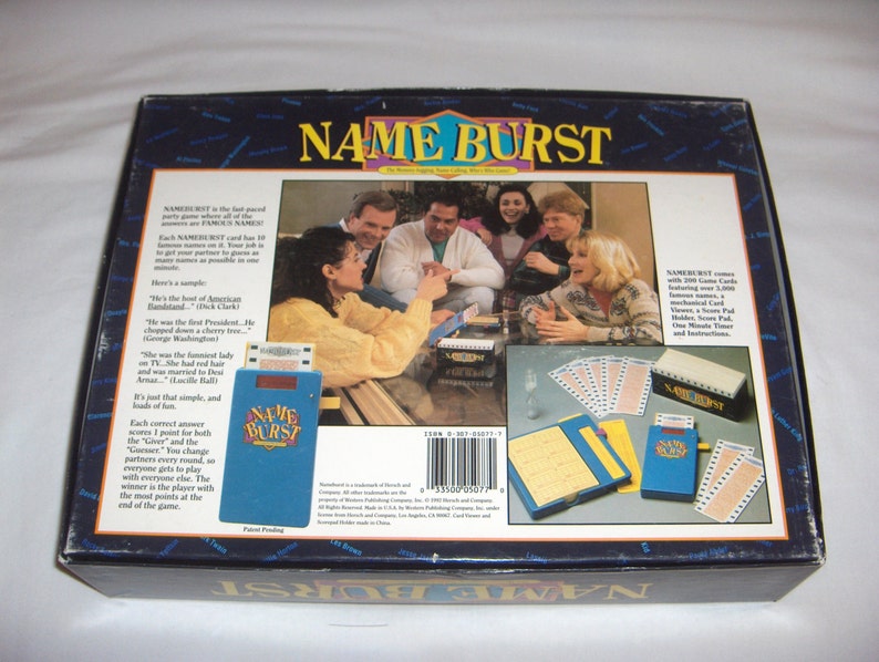 NAME BURST GAME the Memoryjogging Namecalling Whos Who NAME BURST GAME the Memoryjogging Namecalling Whos Who