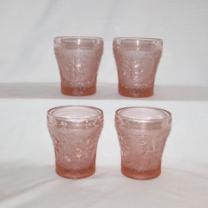 TIARA PEACH TUMBLERS 7 ounces Sandwich Glass 1990s Free Shipping