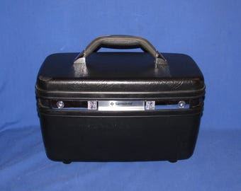 SAMSONITE PROFILE II Train Case Black 1983 Mirror Tray Key Free Shipping