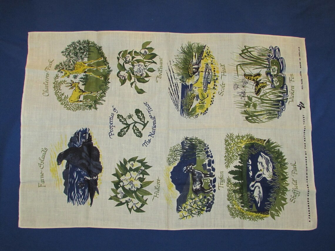 Irish Linen TEA TOWEL Properties of the National Trust UK Etsy