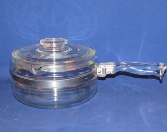 PYREX FLAMEWARE 1.5 Quart 6213 Stove Top Sauce Pan with Lid 1950s Free Shipping