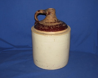 STONEWARE CROCK JUG 1900s Salt Glazed Rustic Farmhouse Primitive Free Shipping