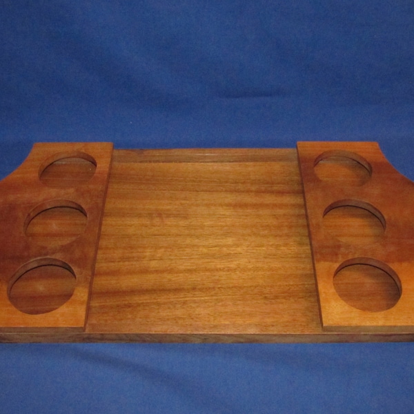 WOODEN SERVING TRAY Beverage Server 1970s