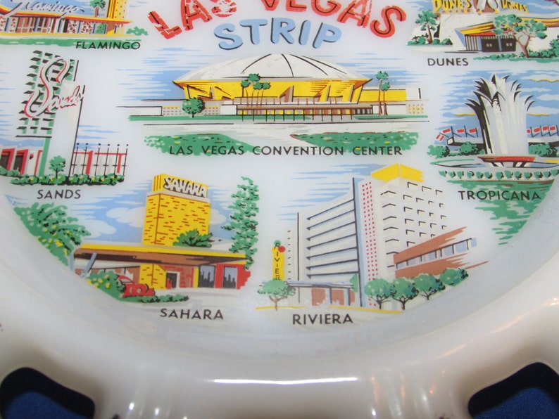 The FABULOUS LAS VEGAS Strip Souvenir Plate Midcentury Vintage