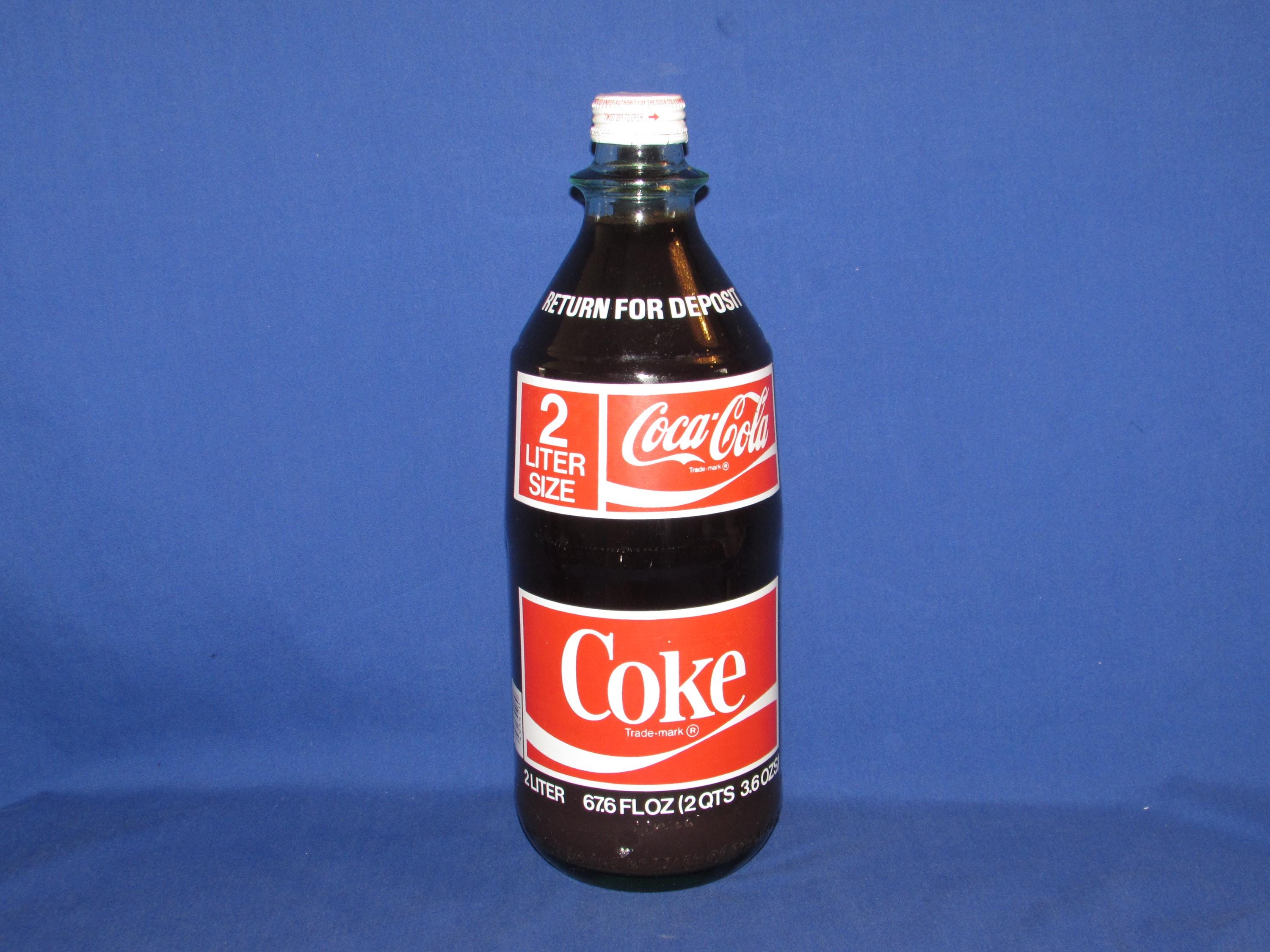 COCA-COLA BOTTLE Collectible 2 Liter Glass Rare 1970s Free