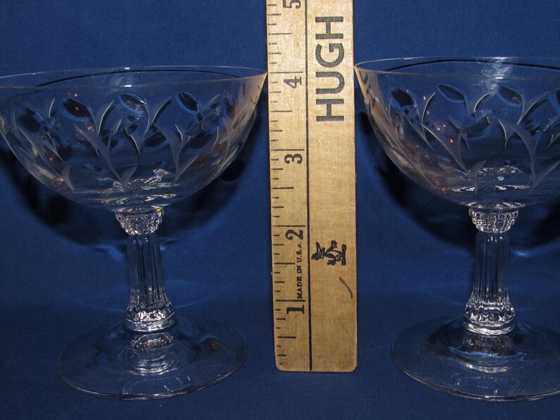 Juego de 5 copas de champán FOSTORIA SPRITE grabadas, década de 1950, envío gratuito imagen 8