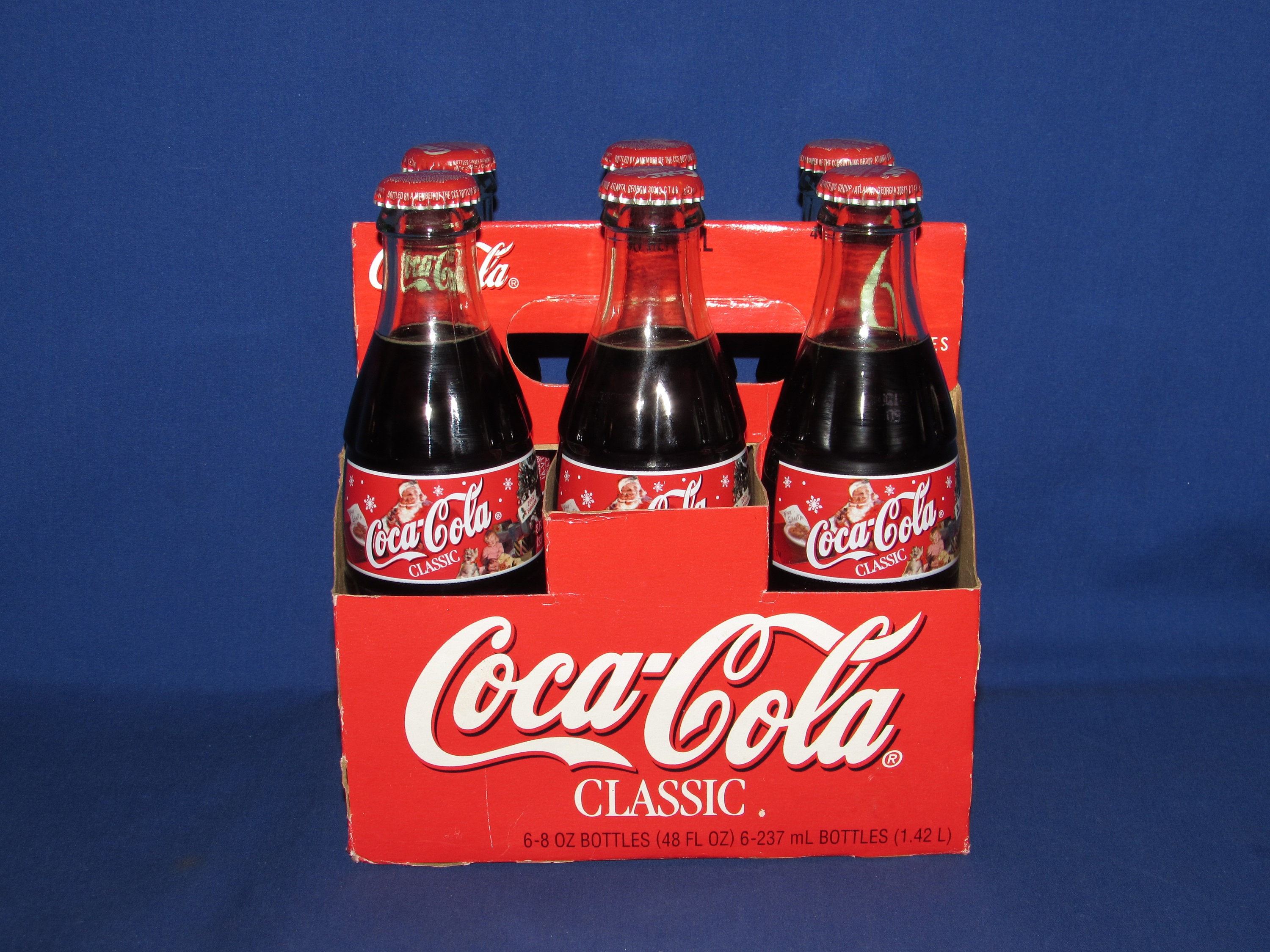 COCA-COLA CHRISTMAS 2002 Six Pack of Bottles and Carton Coke Free