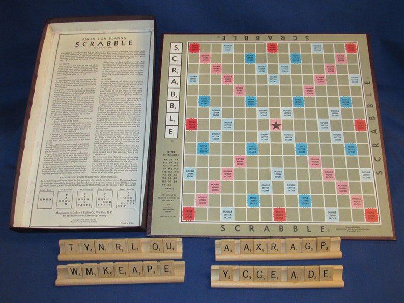 Scrabble Components SCRABBLE 1953 Selchow and Righter Classic Word Game Vintage - Etsy