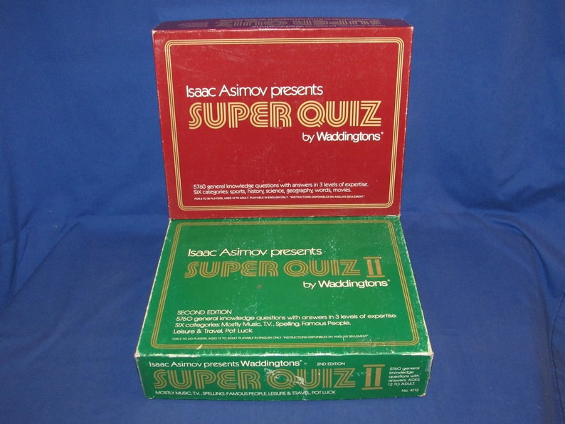 Isaac ASIMOV SUPER QUIZ 1 and 2 Two Game Set Waddingtons 1982 Etsy
