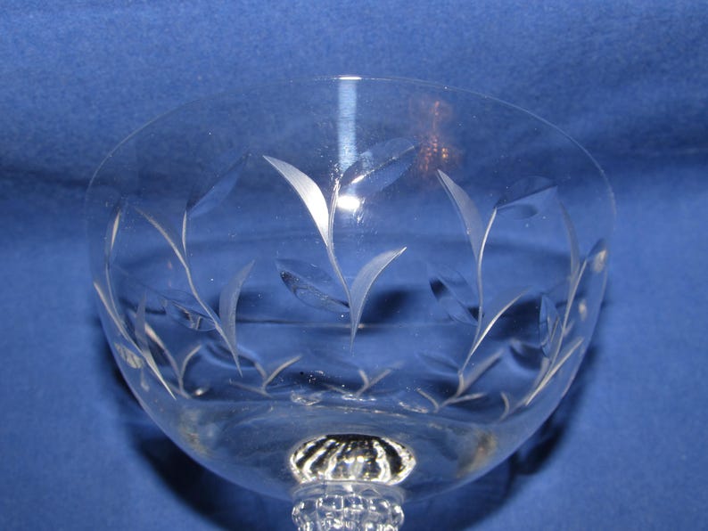 Juego de 5 copas de champán FOSTORIA SPRITE grabadas, década de 1950, envío gratuito imagen 7