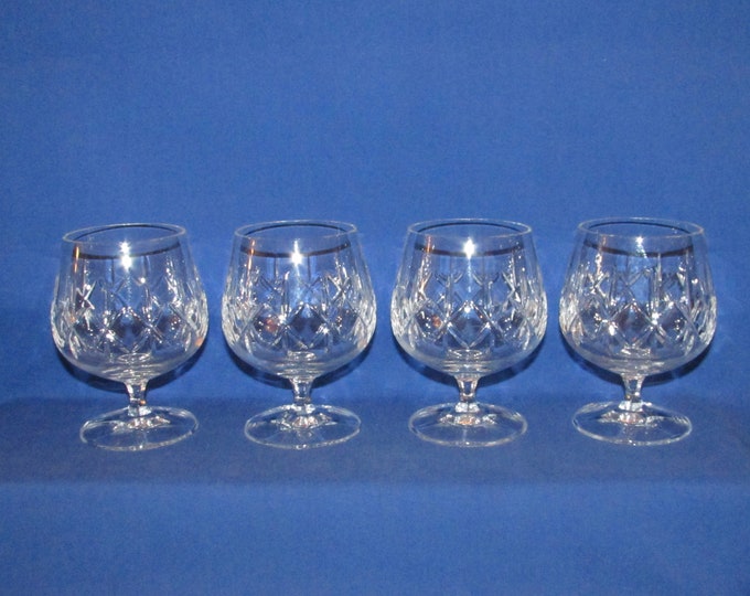Brandy Snifters ROYAL IRISH CRYSTAL Cross and Olive 1960s Set of 4 Free