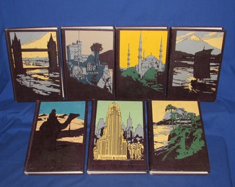LANDS AND PEOPLES 7 Volume Set 1956 Grolier Vintage Collectible Books Free Shipping