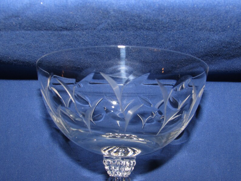 Juego de 5 copas de champán FOSTORIA SPRITE grabadas, década de 1950, envío gratuito imagen 5