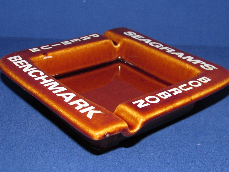 SEAGRAM\u2019S BENCHMARK ASHTRAY Premium Bourbon Vintage Advertising Seagrams