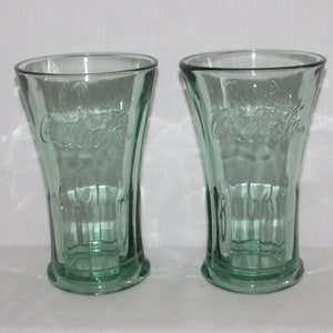 COCA-COLA GLASSES Set of 2 Libbey Flair Top Soda Fountain Vintage