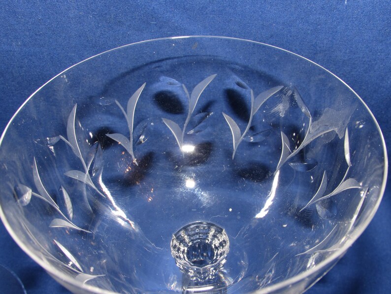 Juego de 5 copas de champán FOSTORIA SPRITE grabadas, década de 1950, envío gratuito imagen 6