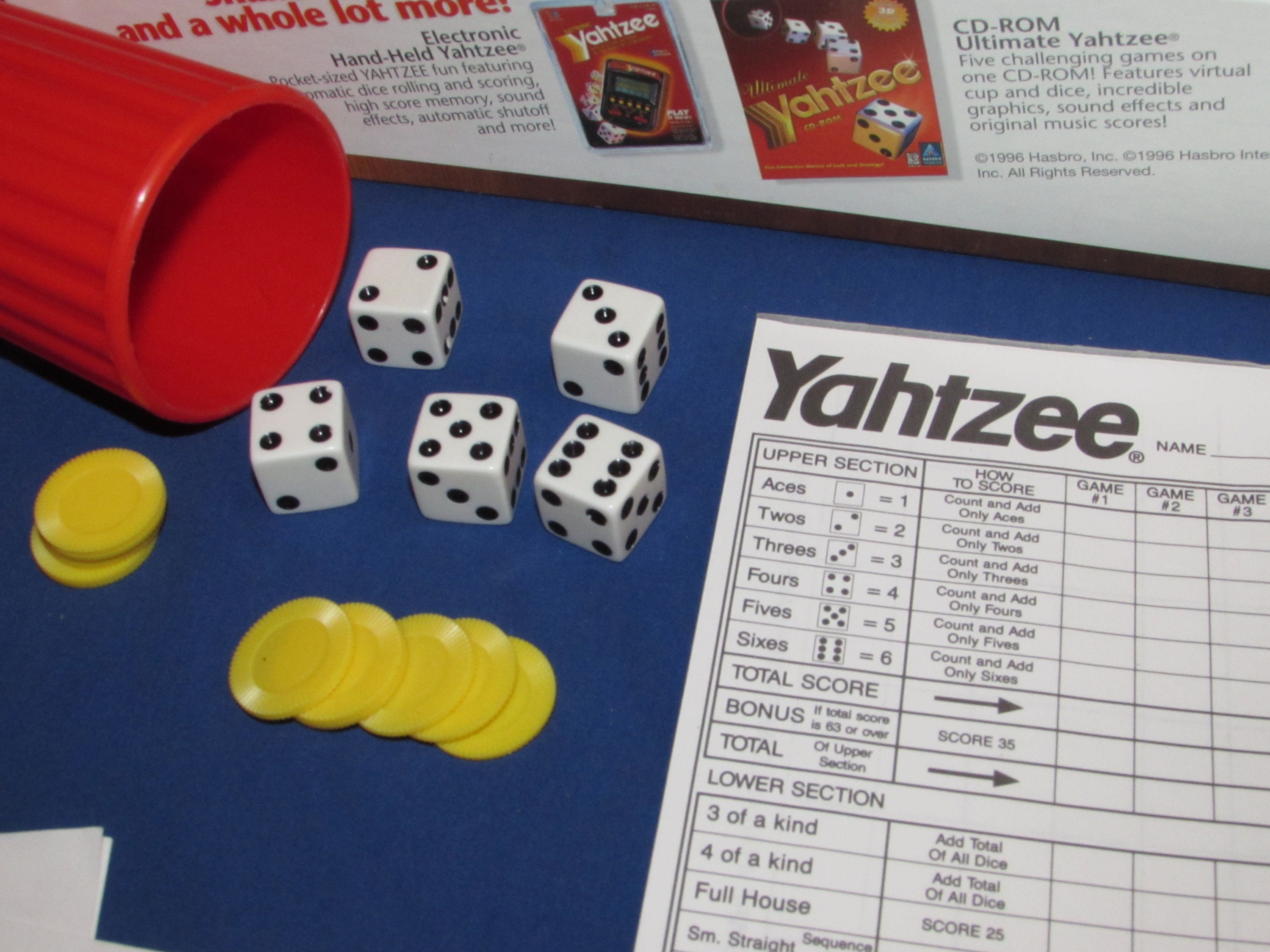 YAHTZEE Exciting Game of Skill and Chance Milton Bradley 1998 Etsy