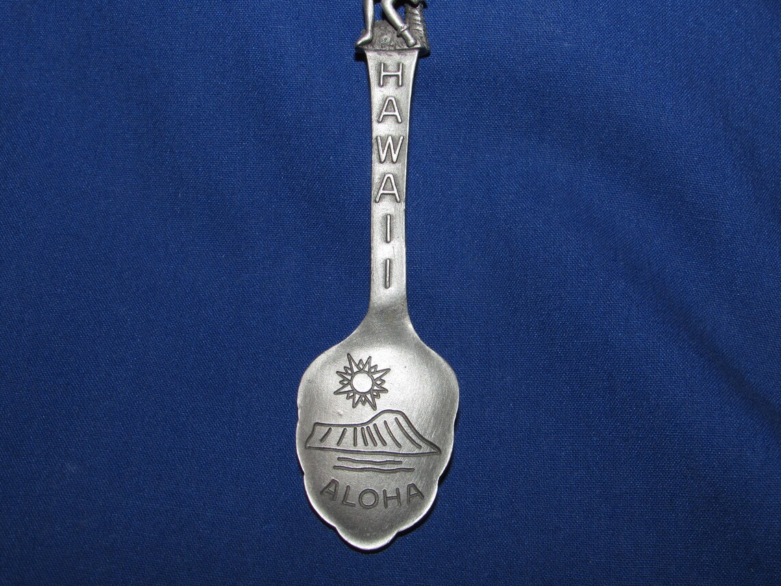 HAWAII SOUVENIR SPOON 1960s Pewter Fort Free Shipping Etsy