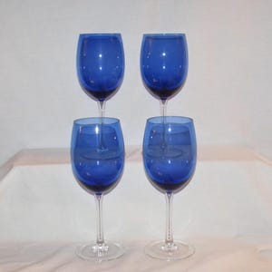 Cobalt Blue WINE GLASSES 1990s Set of 4 Free Shipping