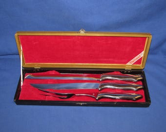 VALIANT 3 piece Meat Carving Set 1960s Stainless Steel Free Shipping