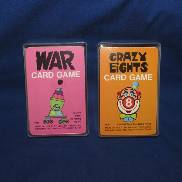 CARD GAMES for KIDS Crazy Eights 1951 and War Cards 1975 Western Publishing Whitman