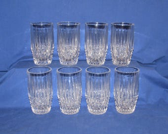 FOSTORIA STRATTON HIGHBALL Glasses 1970s Lead Crystal Tumblers Set of 8 Free Shipping