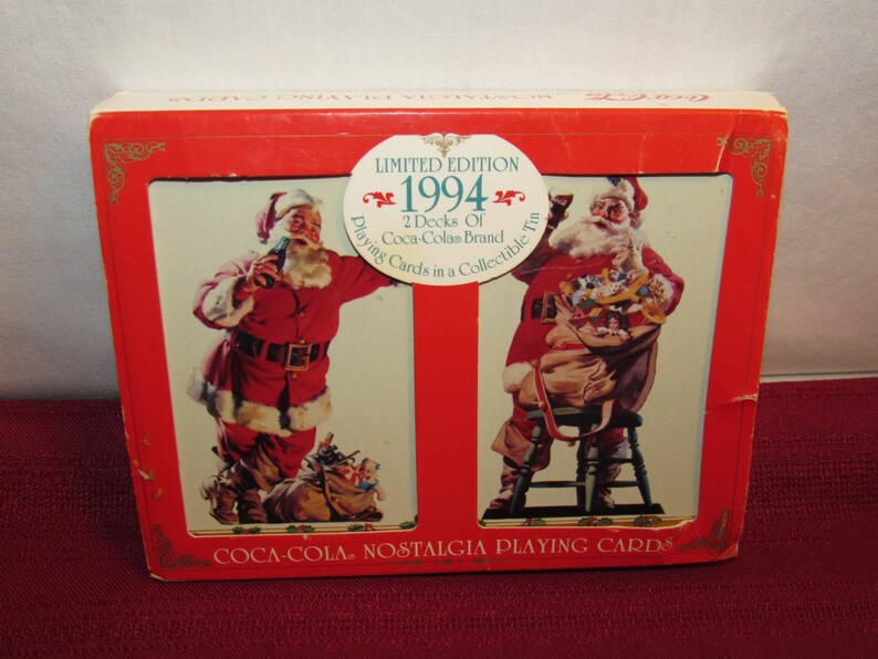 COCA COLA Santa Playing Cards In Tin Box 1994 Free Shipping Etsy