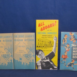CUB SCOUTS LOT from the 1950s includes Manual, Jamboree Pamphlet, 2 Program Notebooks Vintage