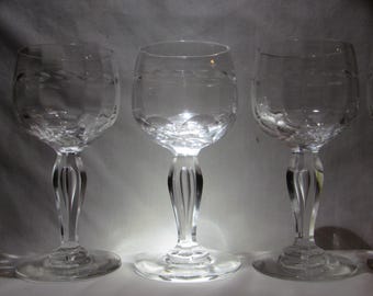 CRYSTAL SHERRY GLASSES Set of 4 Teardrop Stems Port Cordial Free Shipping