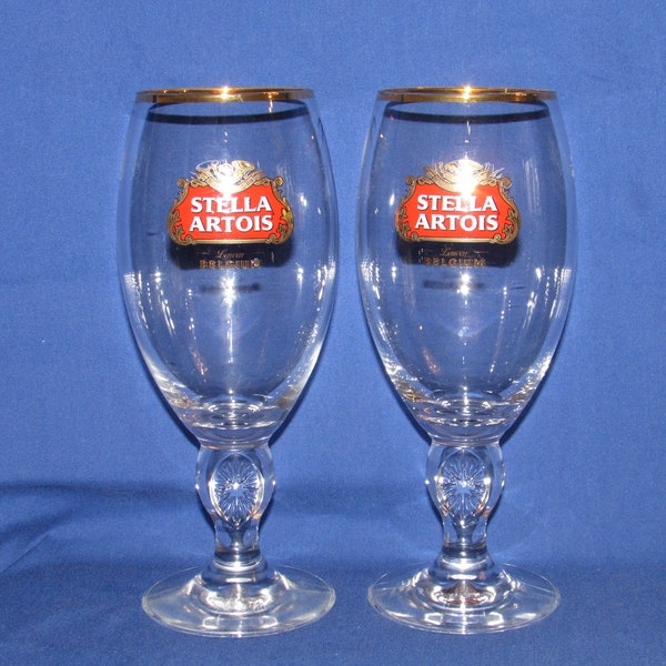 STELLA ARTOIS Chalice Set of 2 Beer Glasses Breweriana