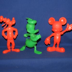 DISNEY MARX FIGURES 1971 Set of 3 Mickey Mouse, Donald Duck, and Goofy