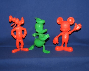 DISNEY MARX FIGURES 1971 Set of 3 Mickey Mouse, Donald Duck, and Goofy