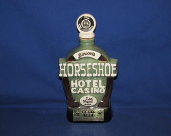 Jim Beam BINIONS HORSESHOE DECANTER 1970 Las Vegas Decanter Only No Liquor Free Shipping