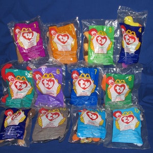 Ty TEENIE BEANIE BABIES 1998 Complete Set of 12 from McDonald&#39;s Happy Meals