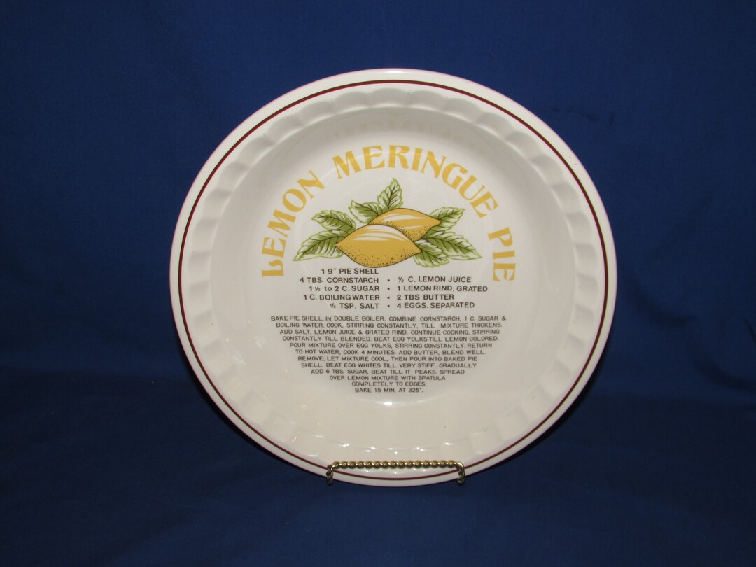 Lemon Meringue PIE PLATE 1980s Ceramic Vintage Kitchen Etsy