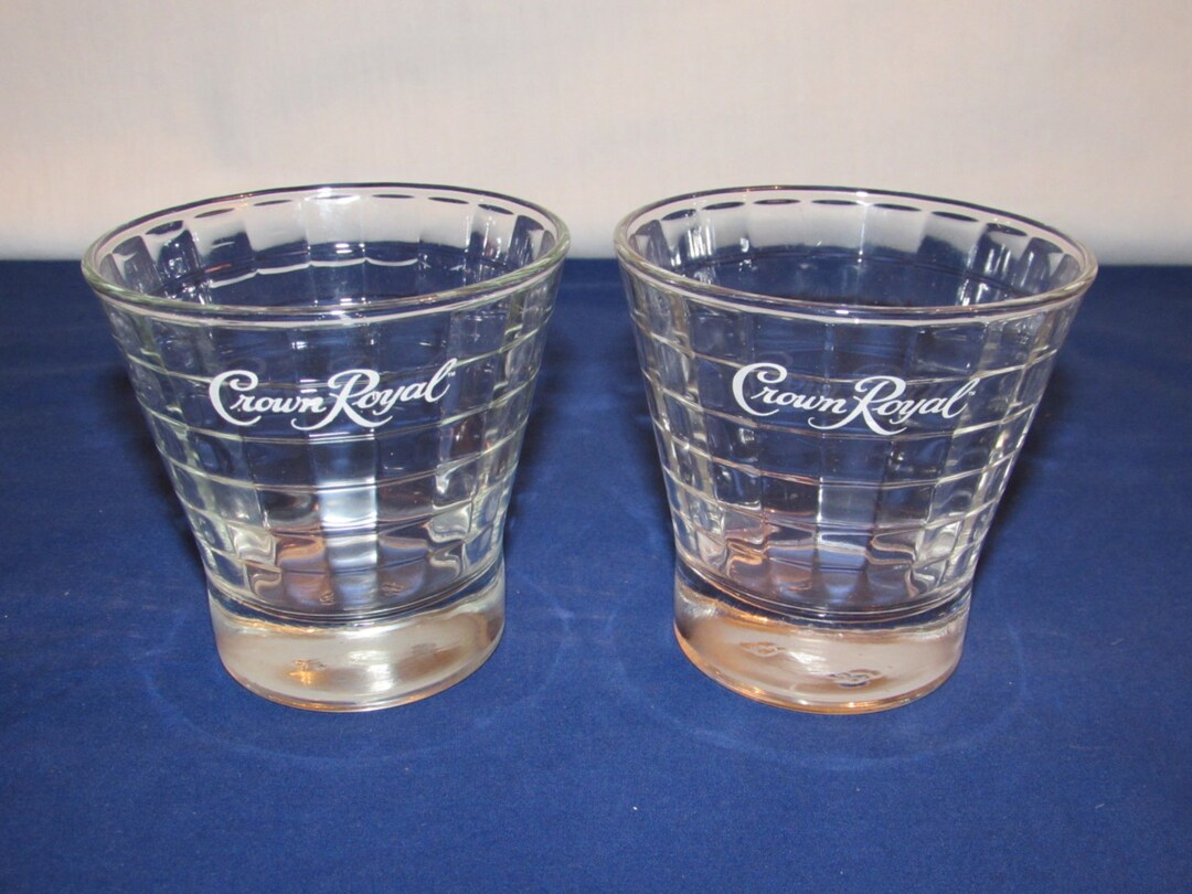 CROWN ROYAL Glasses Set of 2 Beautiful Little Glass Panes Etsy