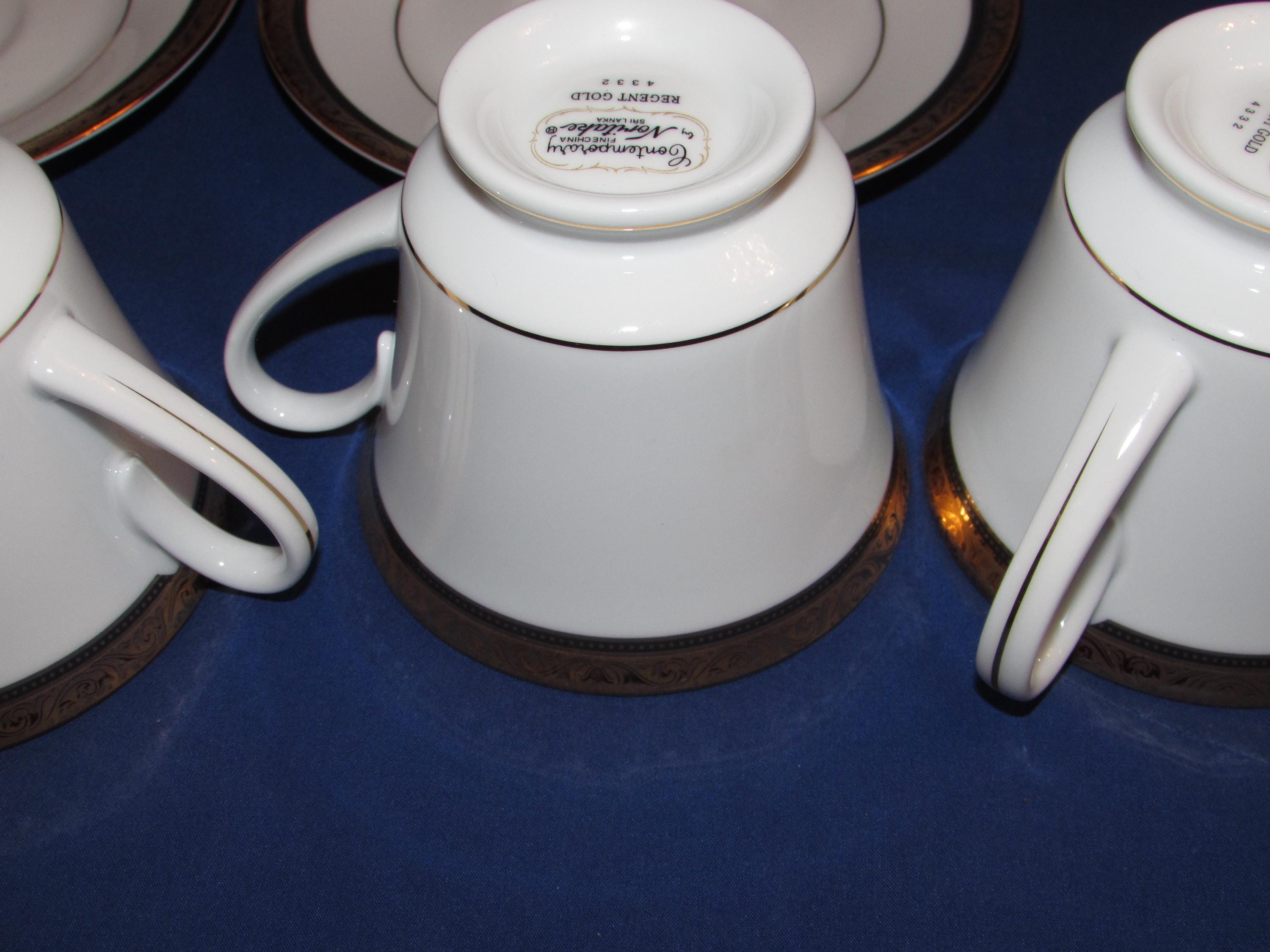 Noritake CONTEMPORARY REGENT GOLD 4 Cups and 4 Saucers 2004 Free