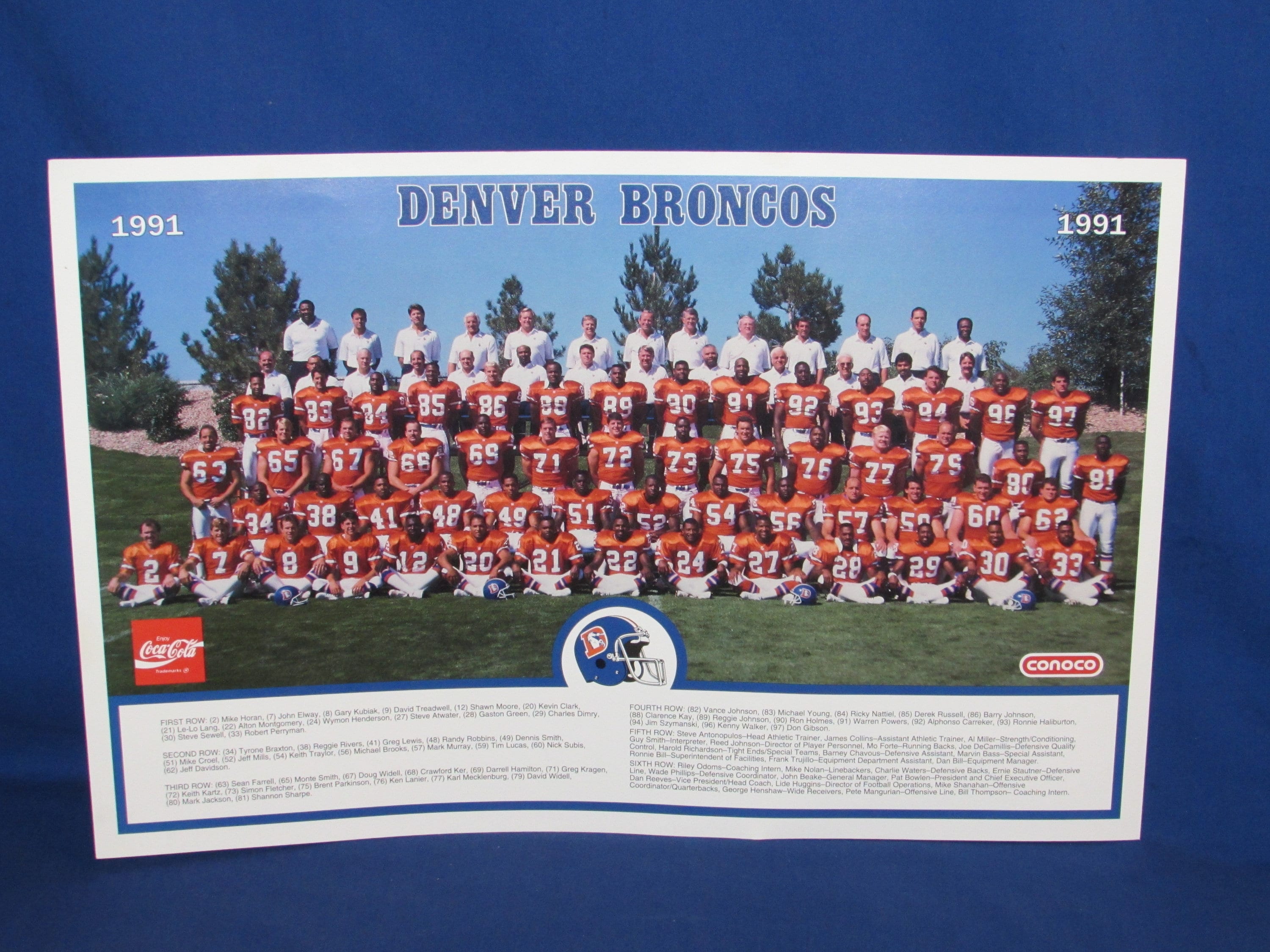 DENVER BRONCOS 1991 Team Poster Vintage Football Etsy