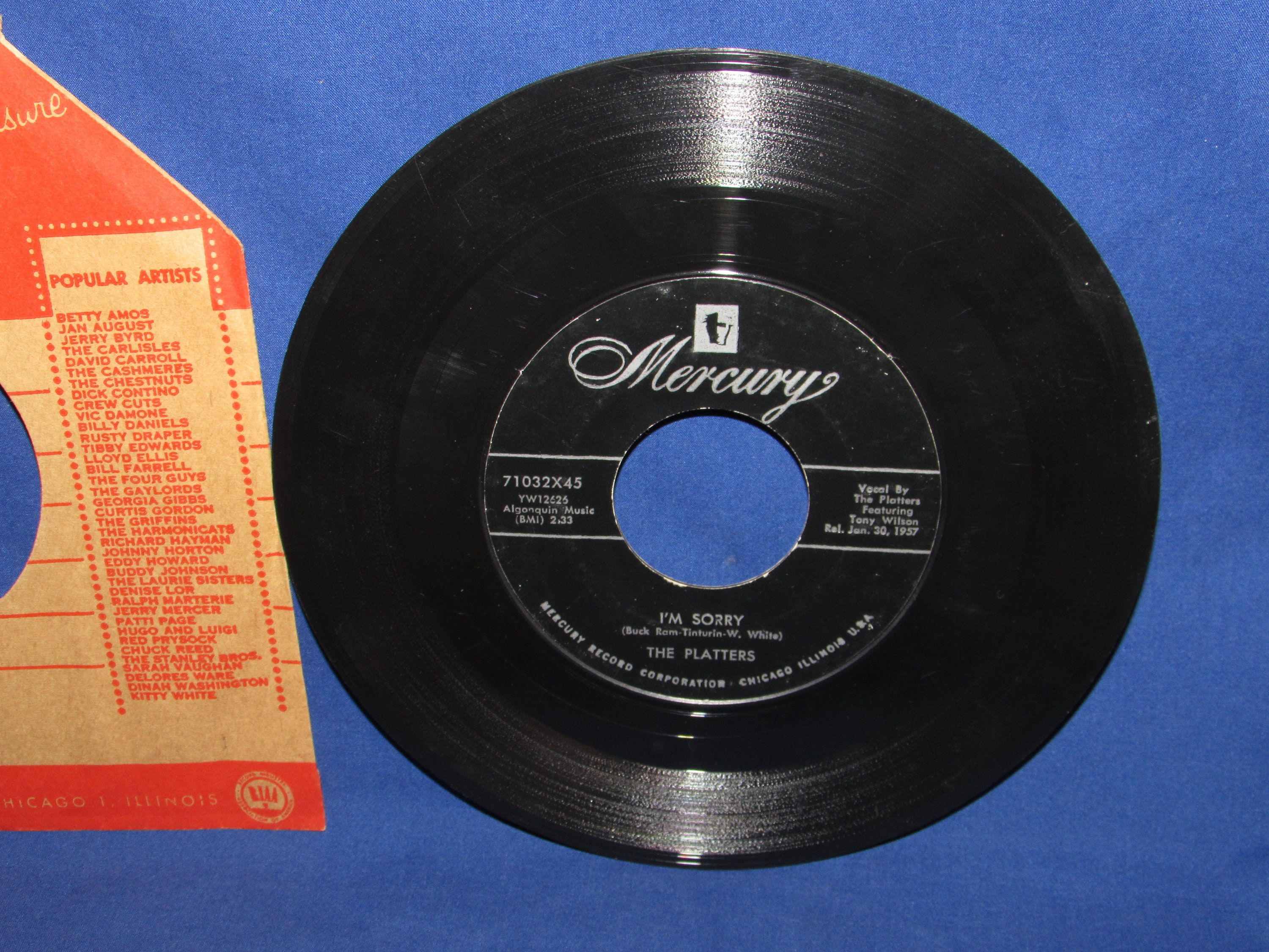 THE PLATTERS 45 RPM Hes Mine and Im Sorry Mercury Records Etsy
