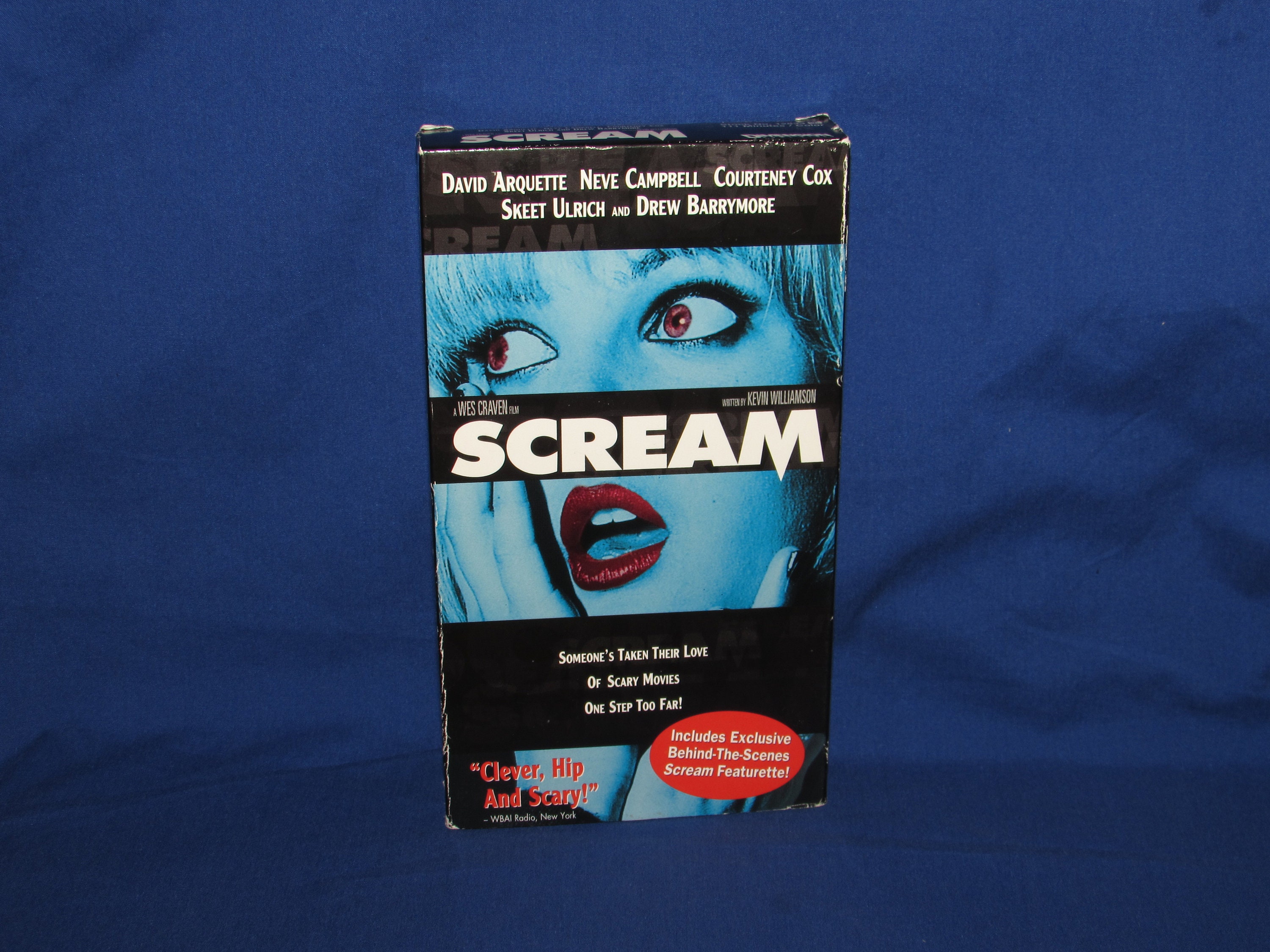 SCREAM VHS Wes Craven Thriller 1990s RARE Drew Barrymore Blue