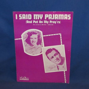 SHEET MUSIC 1950 I Said My Pajamas and Put on My Pray’rs Free Shipping