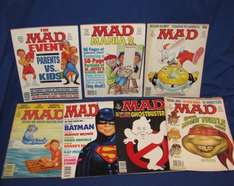 MAD MAGAZINES 1989 Set of 7 Alfred E Neuman Free Shipping