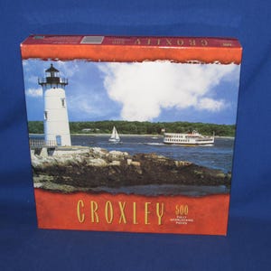 JIGSAW PUZZLE NIB Croxley Puzzle 500 Pieces Lighthouse and Boat 2000 Milton Bradley