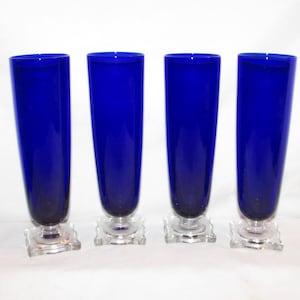 COBALT BLUE VASES Midcentury Set of 4 Free Shipping